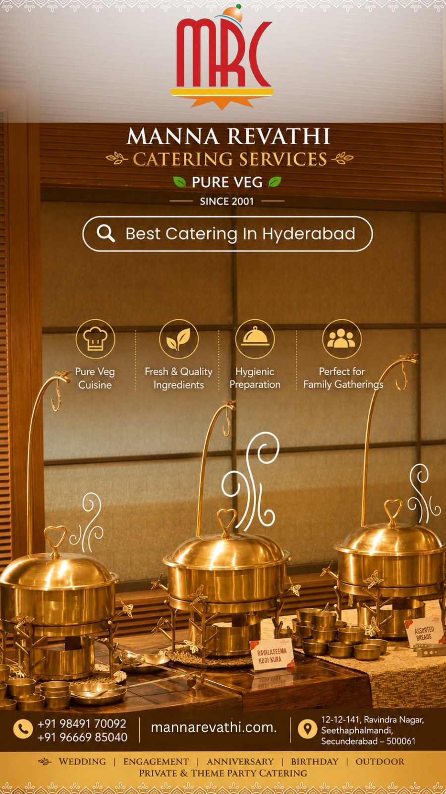 Vegetarian Catering Packages for Family Functions | Manna Revathi Catering