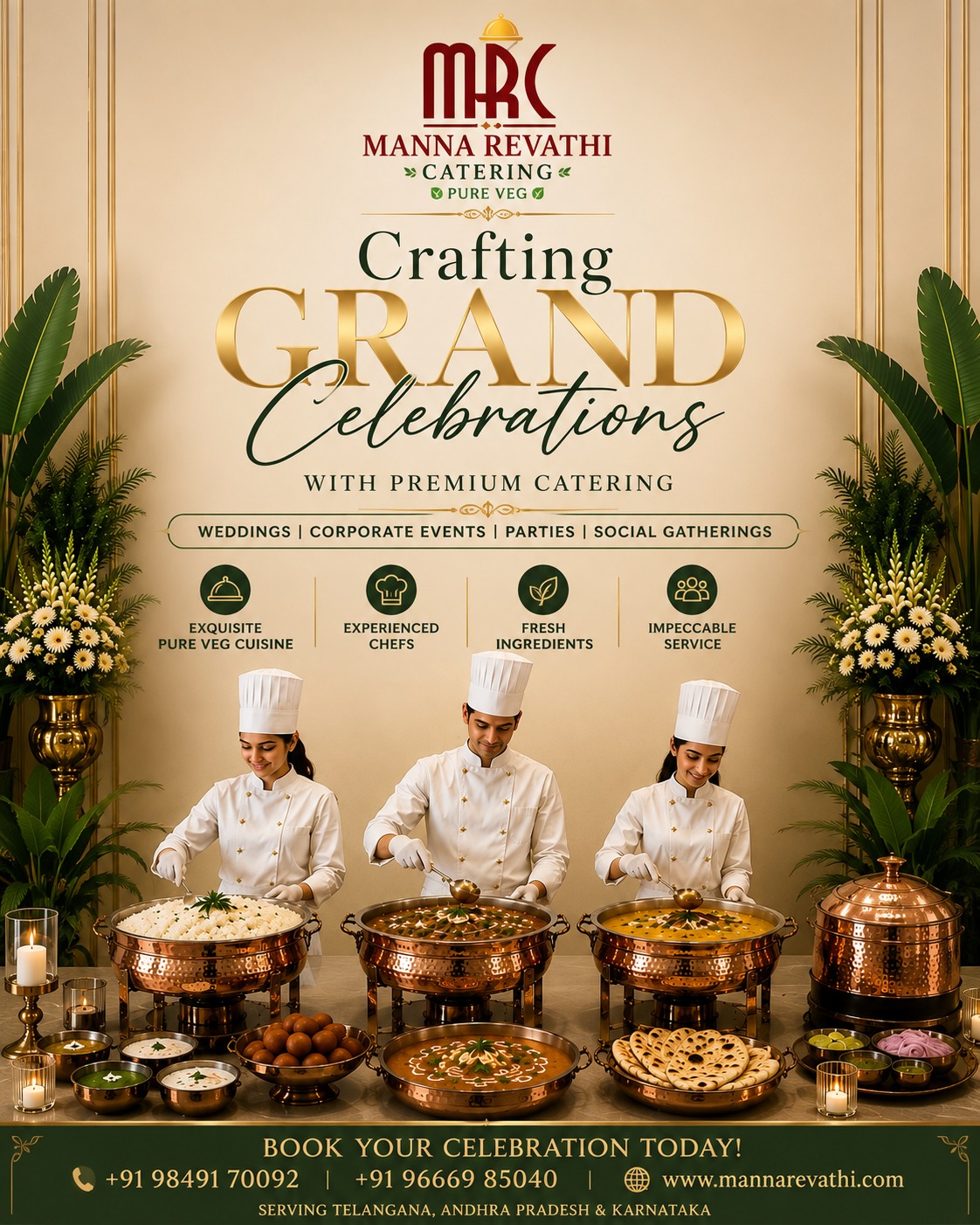 Customized Vegetarian Catering Packages in Hyderabad | Manna Revathi Catering